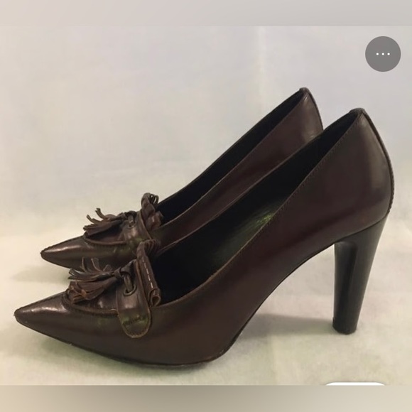 Via Spiga Italian made pointed toe brown loafer style w/ tassels heel -6.5 - Picture 11 of 11